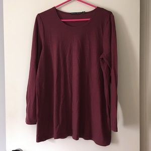 GUDRUN SJODEN Burgundy Classic Lyocell + Wool Long Sleeve Top M